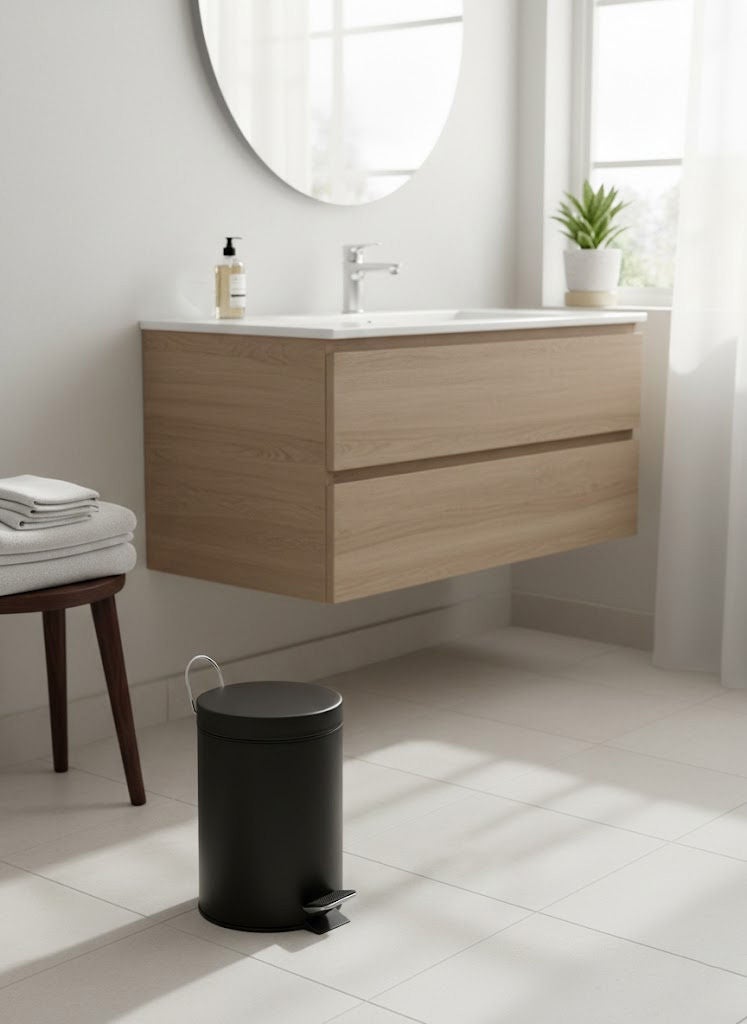 Trust Stainless Steel Trash Bin 12L Black Anti-Fingerprint & Soft Close Lid - Image 2
